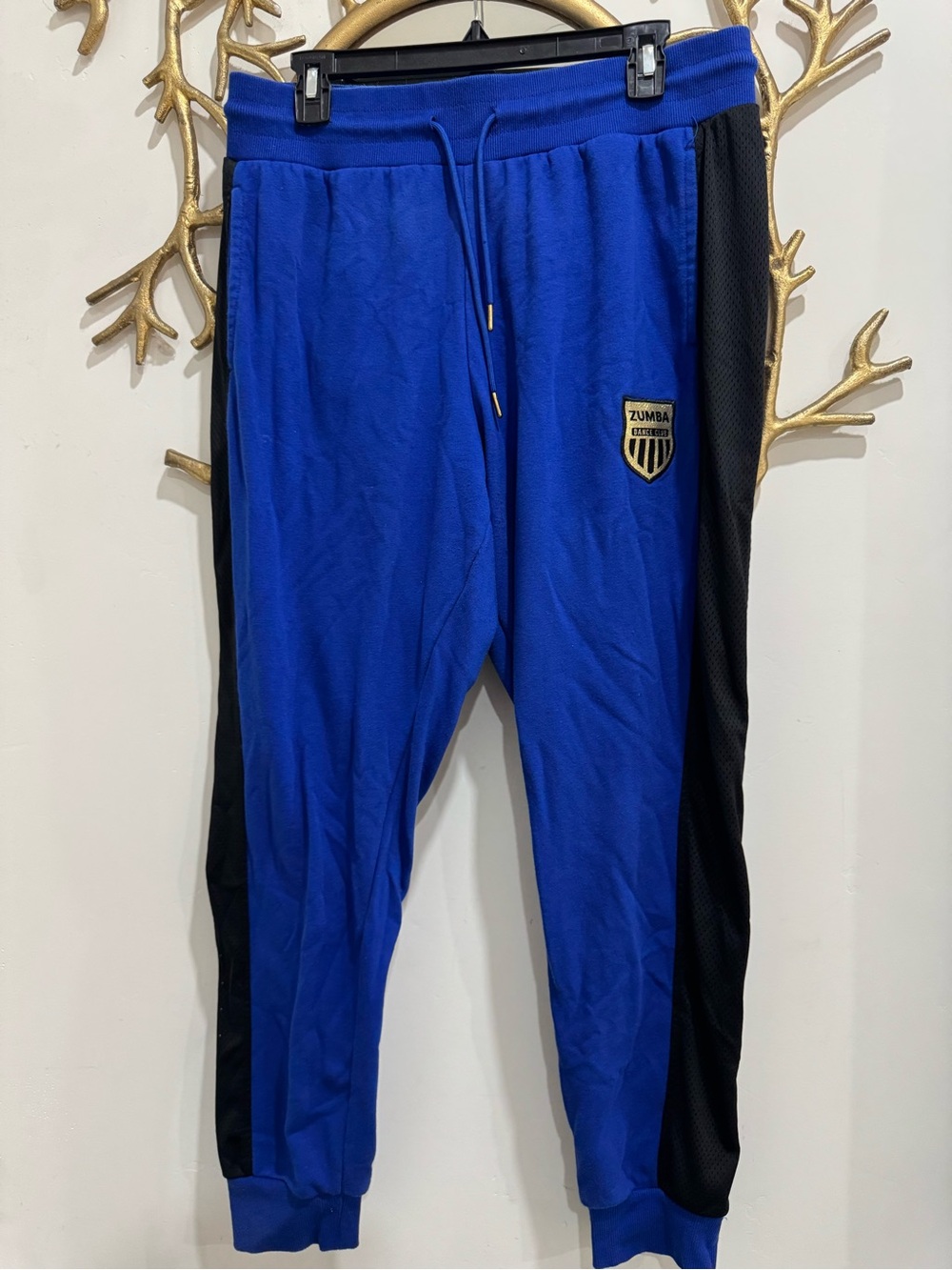 Zumba Fitness Royal Blue Cotton and Black Mesh Women’s Jogger Pants